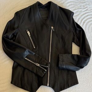 Blank NYC Black Leather Jacket with Silver Accents